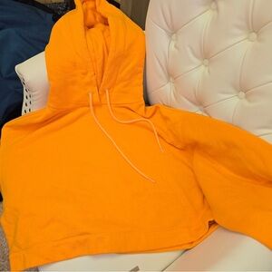 ALO Yoga Bright Orange Cropped Hoodie